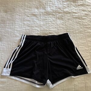 Adidas Black and White Athletic Shorts with Signature Stripes